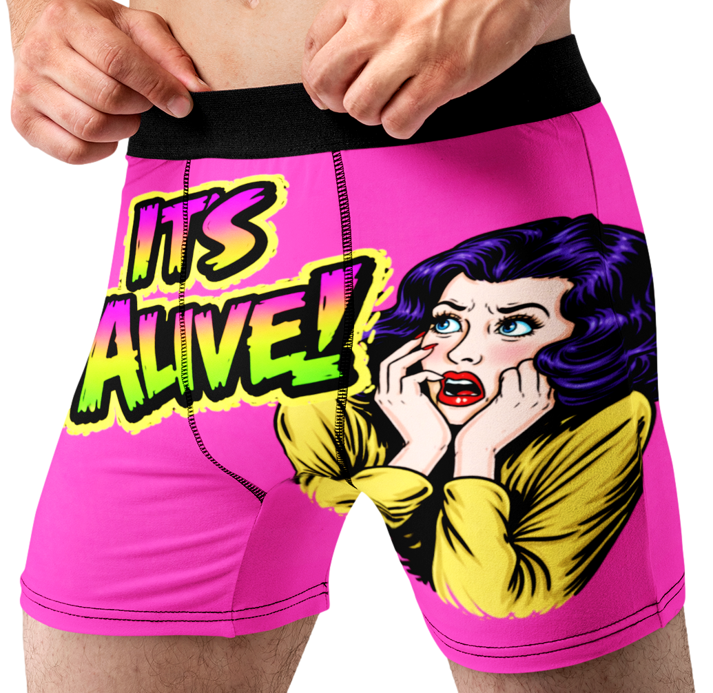 It’s Alive! Funny Men’s Boxer Briefs – Pink Halloween Underwear