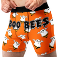 Boo Bees Funny Men’s Halloween Boxer Briefs – Orange Ghost Underwear