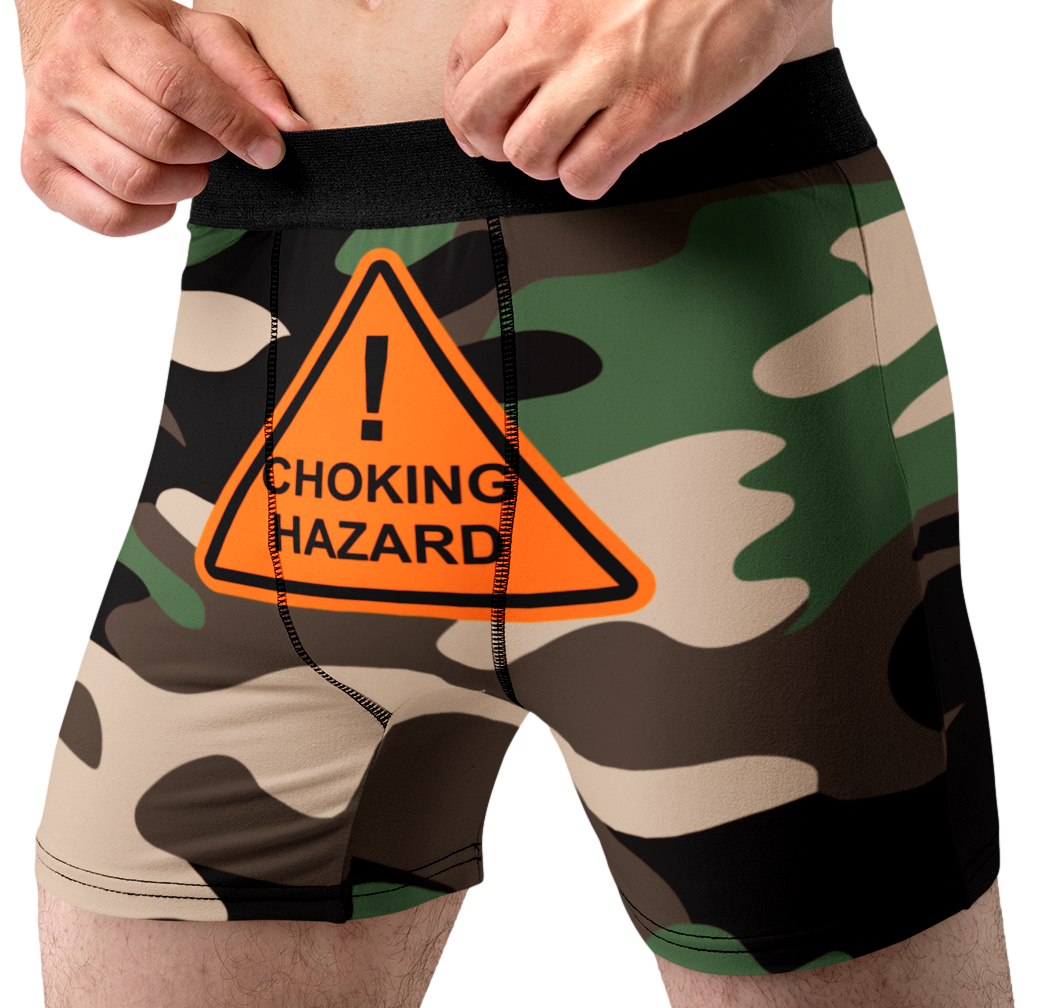 Choking Hazard Camo Funny Men’s Boxer Briefs – Camouflage Underwear