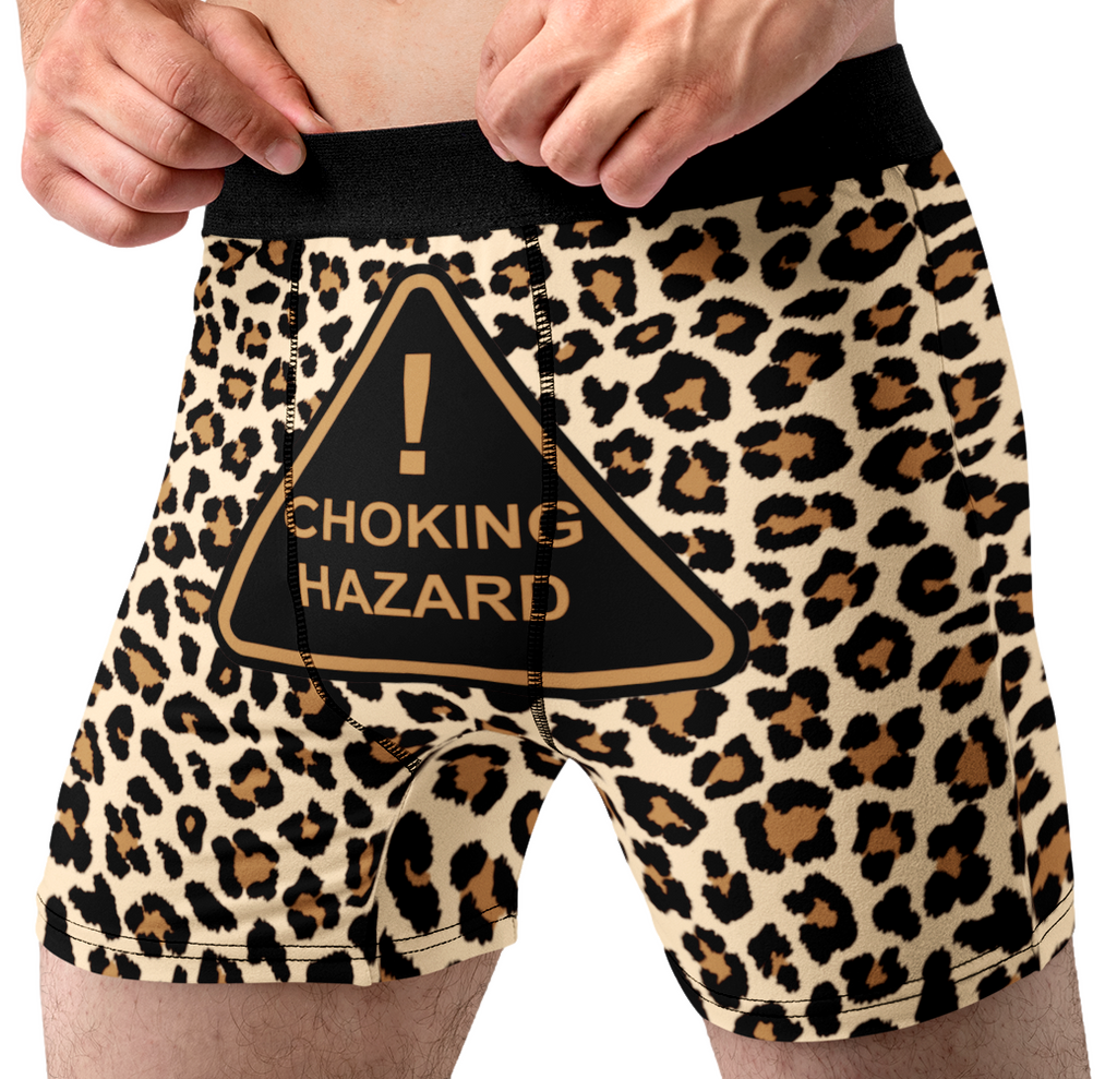 Choking Hazard Funny Men’s Boxer Briefs – Leopard Print Underwear
