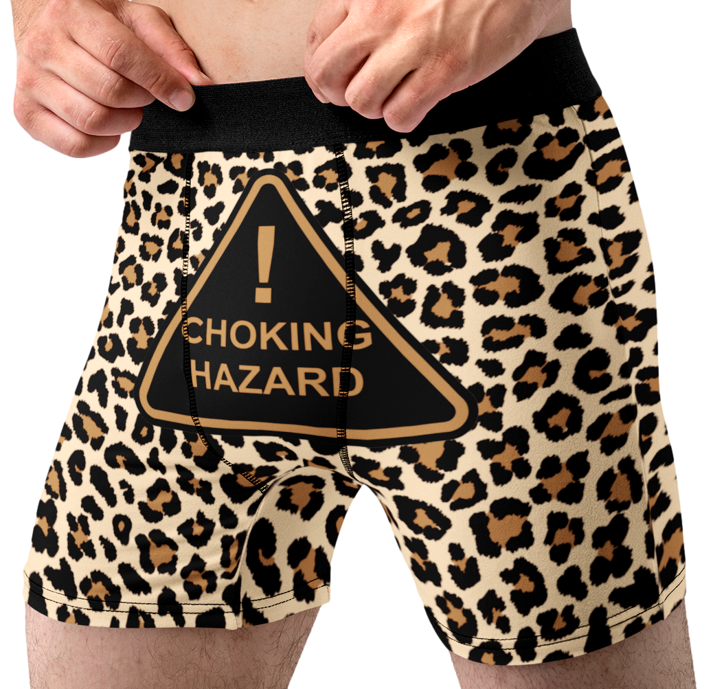 Choking Hazard Funny Men’s Boxer Briefs – Leopard Print Underwear