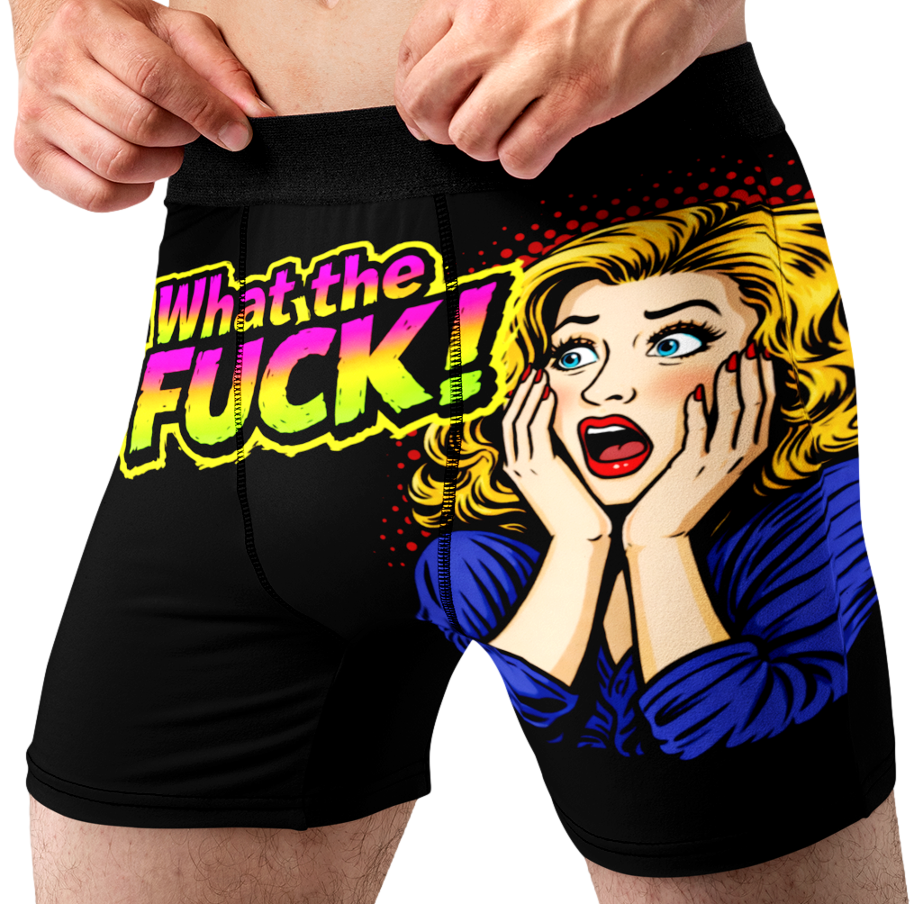 What the Fuck?! Funny Men’s Boxer Briefs – Shocked Woman Adult Humor Underwear