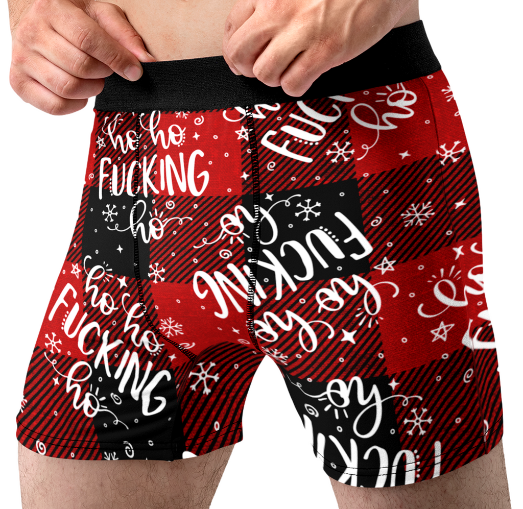 Ho Ho Fucking Ho Funny Christmas Men’s Boxer Briefs – Adult Holiday Underwear