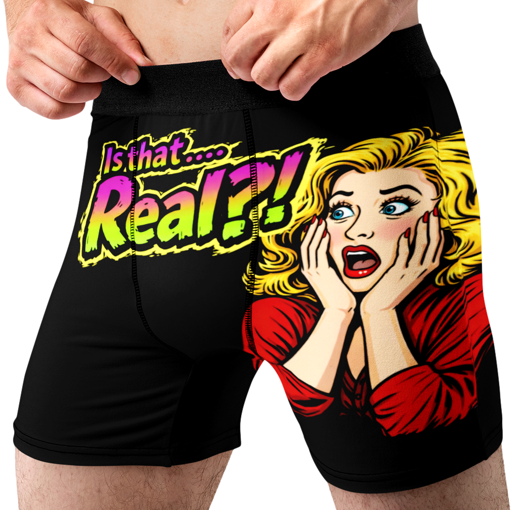 Is That… Real?! Funny Men’s Boxer Briefs – Shocked Woman Novelty Underwear