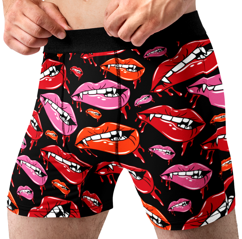 Vampire Lips Men’s Halloween Boxer Briefs – Fangs & Kisses Underwear