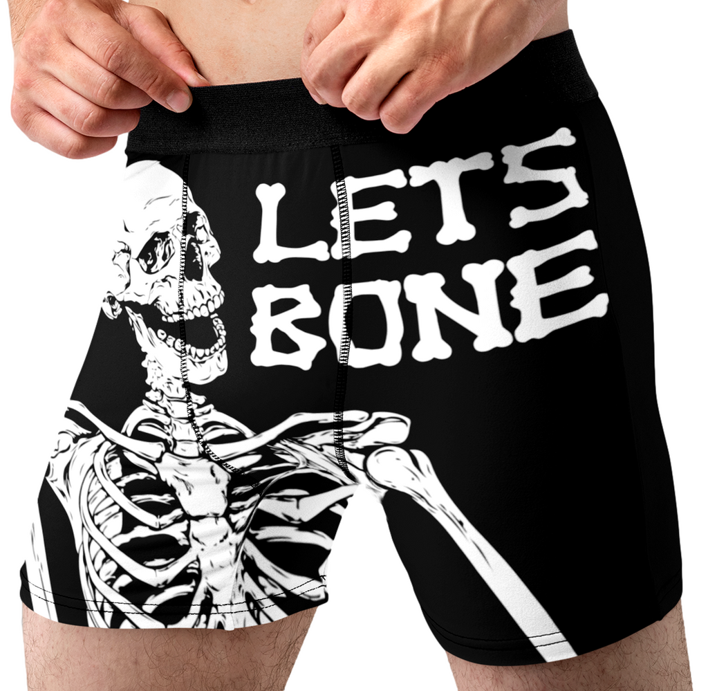 Let’s Bone Funny Men’s Halloween Boxer Briefs – Skeleton Underwear