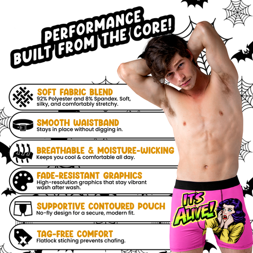 It’s Alive! Funny Men’s Boxer Briefs – Pink Halloween Underwear