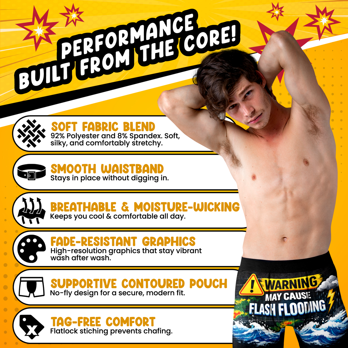 May Cause Flash Flooding Funny Men’s Boxer Briefs – Storm Warning Meteorology Underwear