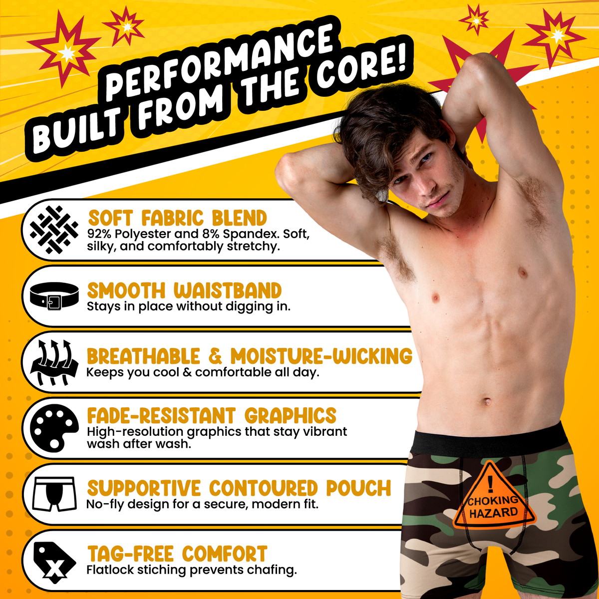 Choking Hazard Camo Funny Men’s Boxer Briefs – Camouflage Underwear