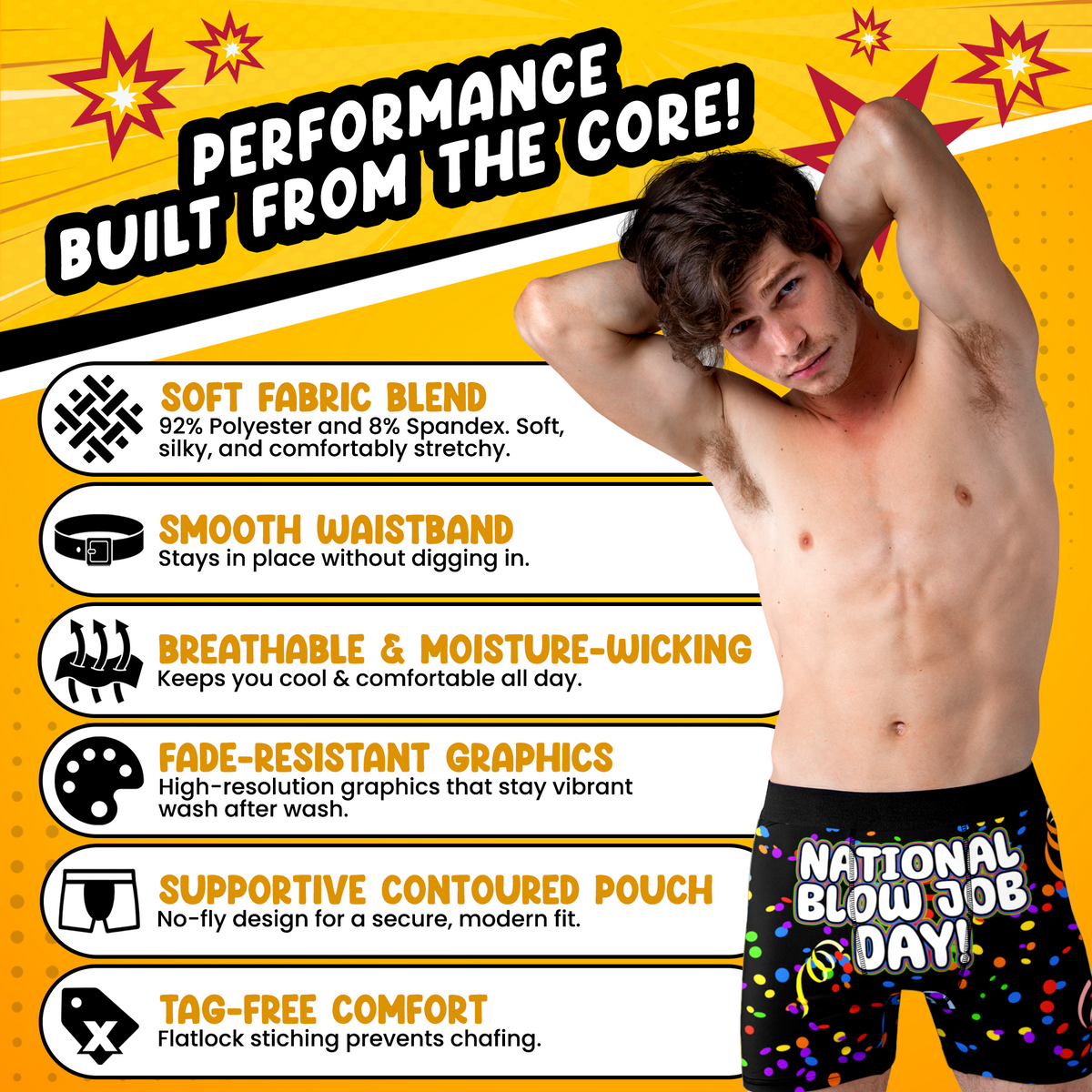 National Blow Job Day Funny Men’s Boxer Briefs – Confetti Party Underwear