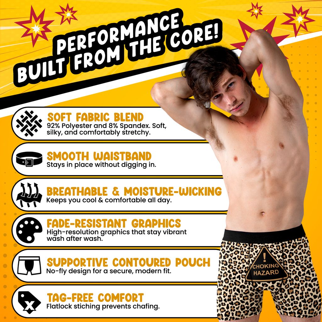 Choking Hazard Funny Men’s Boxer Briefs – Leopard Print Underwear