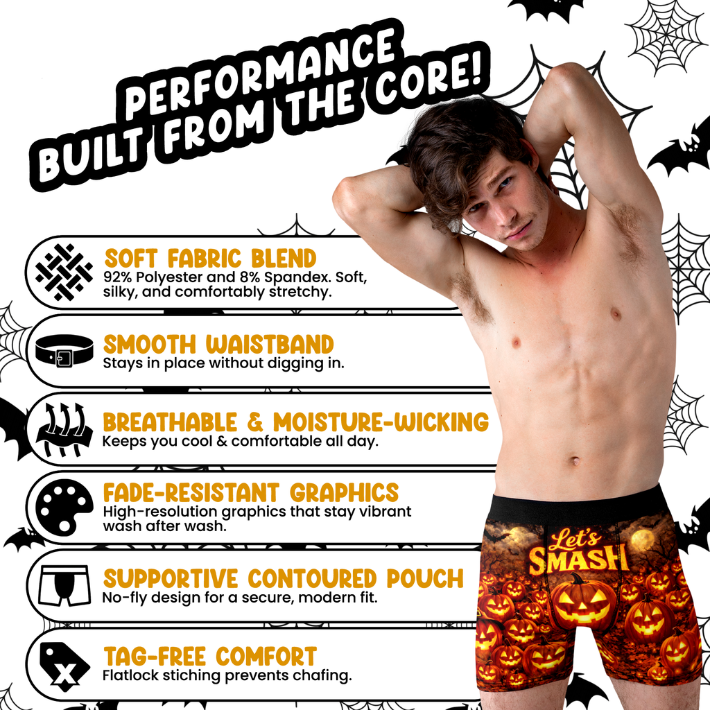 Let’s Smash Funny Men’s Halloween Boxer Briefs – Pumpkin Underwear