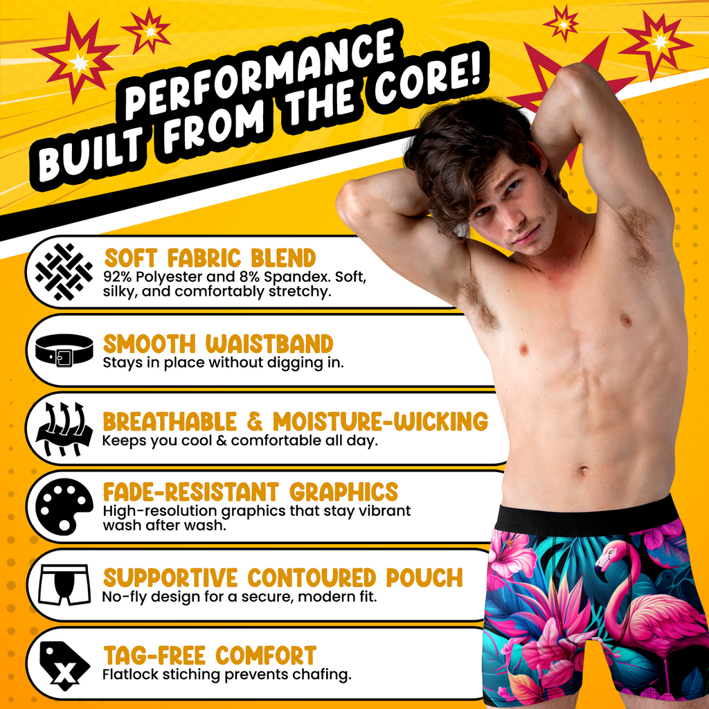 Flamingo Men’s Boxer Briefs – Tropical Pink Bird Underwear