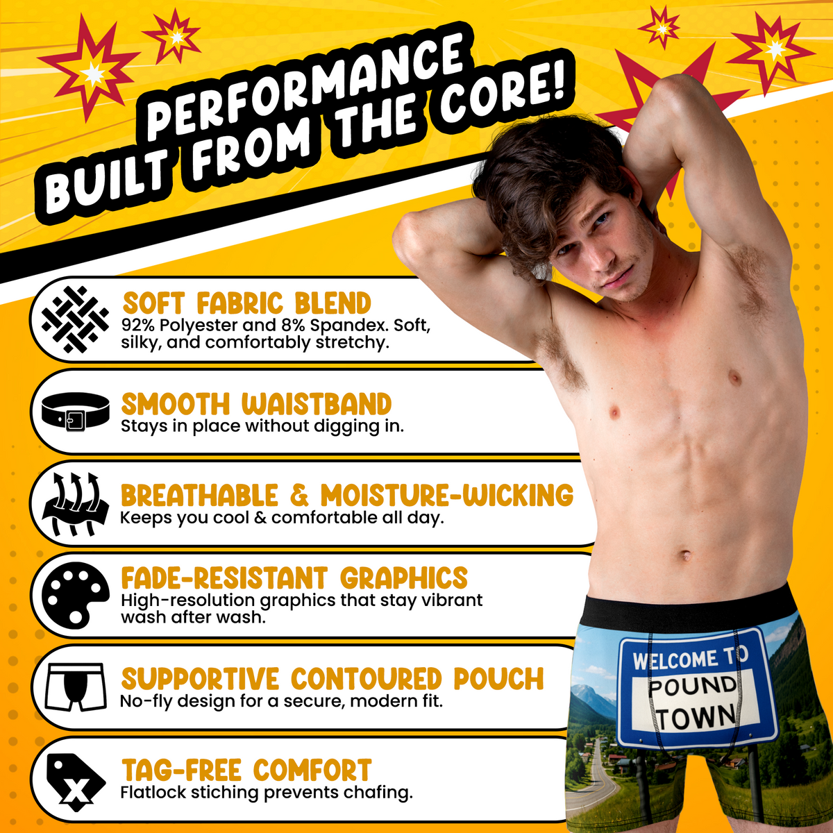 Pound Town Funny Men’s Boxer Briefs – Road Sign Underwear