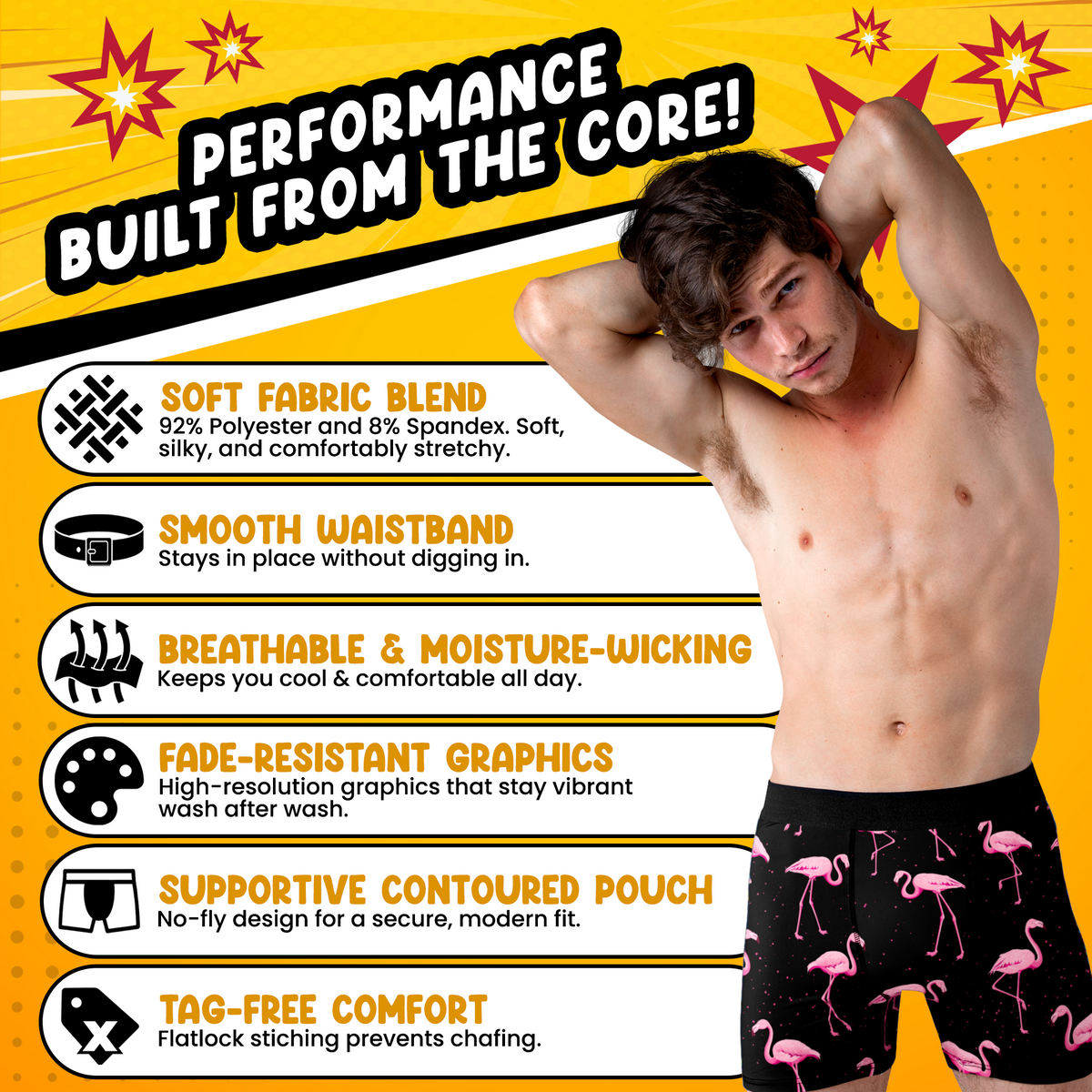 Pink Flamingo Men’s Boxer Briefs – Tropical Bird Underwear