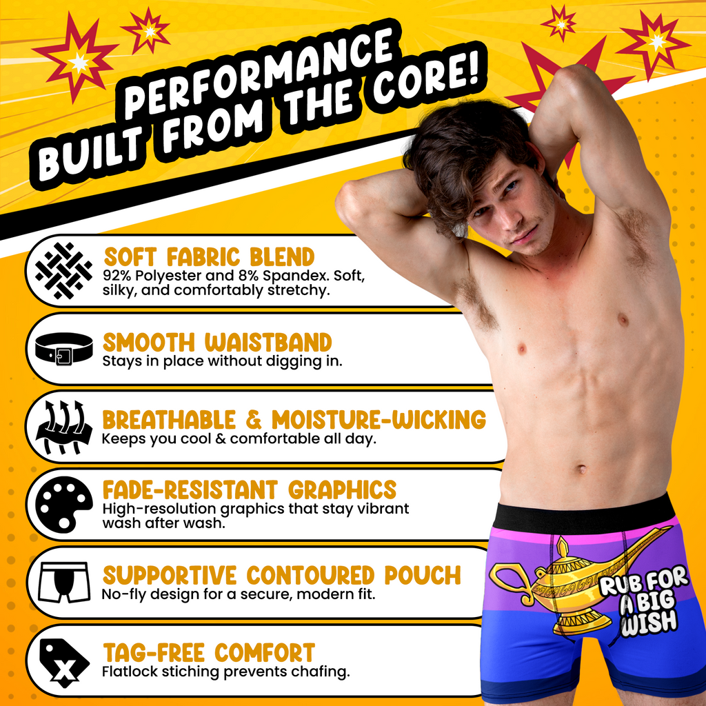 Rub for a Big Wish Funny Men’s Boxer Briefs – Magic Lamp Novelty Underwear