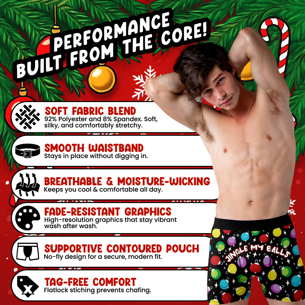 Jingle My Balls Funny Christmas Men’s Boxer Briefs – Ornament Holiday Underwear