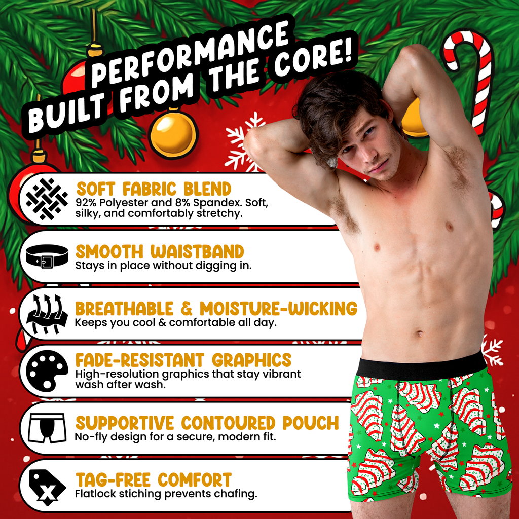 Christmas Tree Cakes Men’s Boxer Briefs – Funny Holiday Snack Underwear