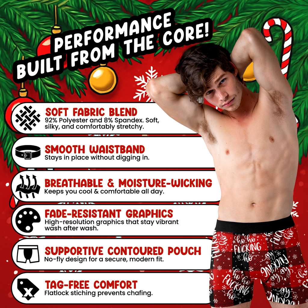 Ho Ho Fucking Ho Funny Christmas Men’s Boxer Briefs – Adult Holiday Underwear