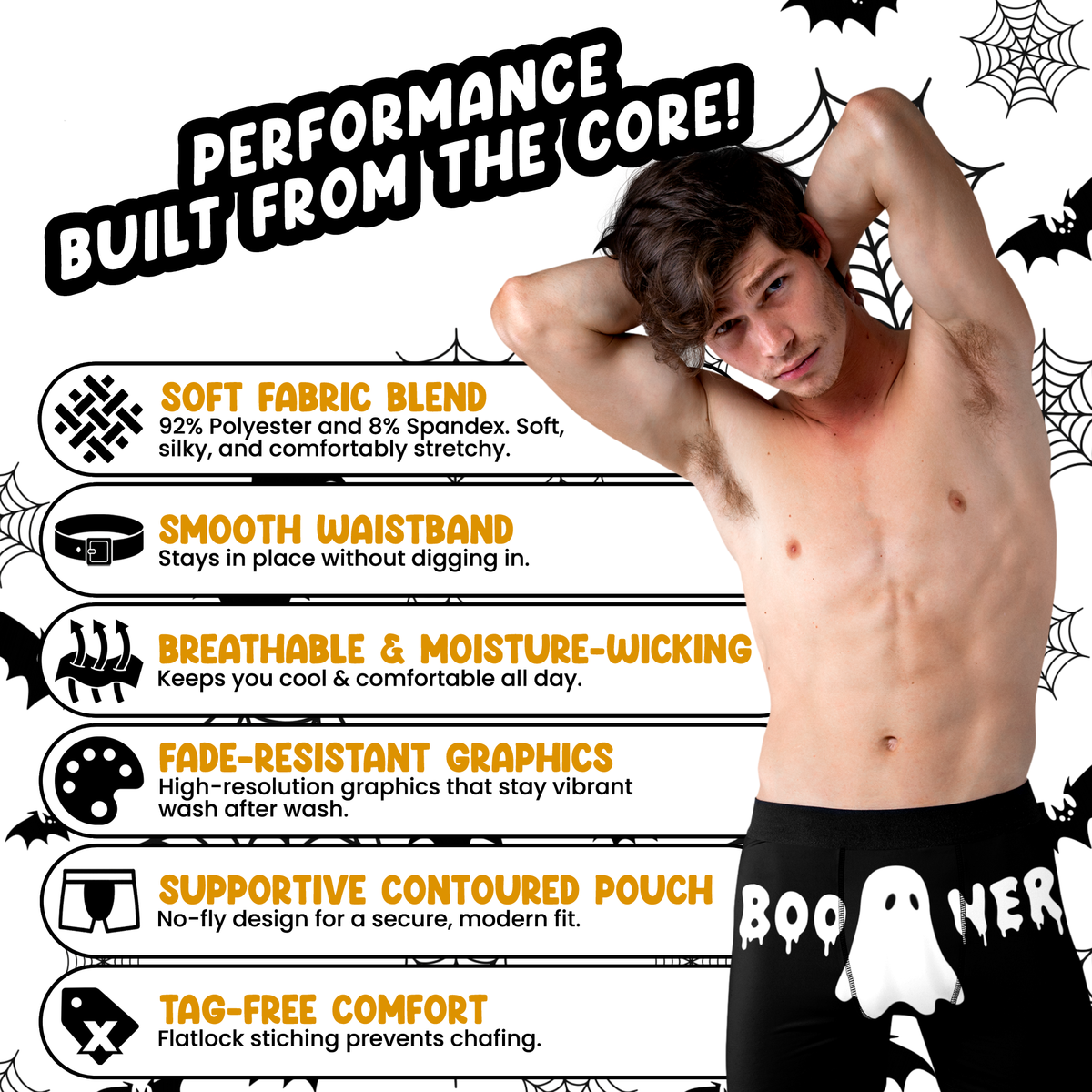 Boo Ner Funny Men’s Halloween Boxer Briefs – Spooky Ghost Underwear