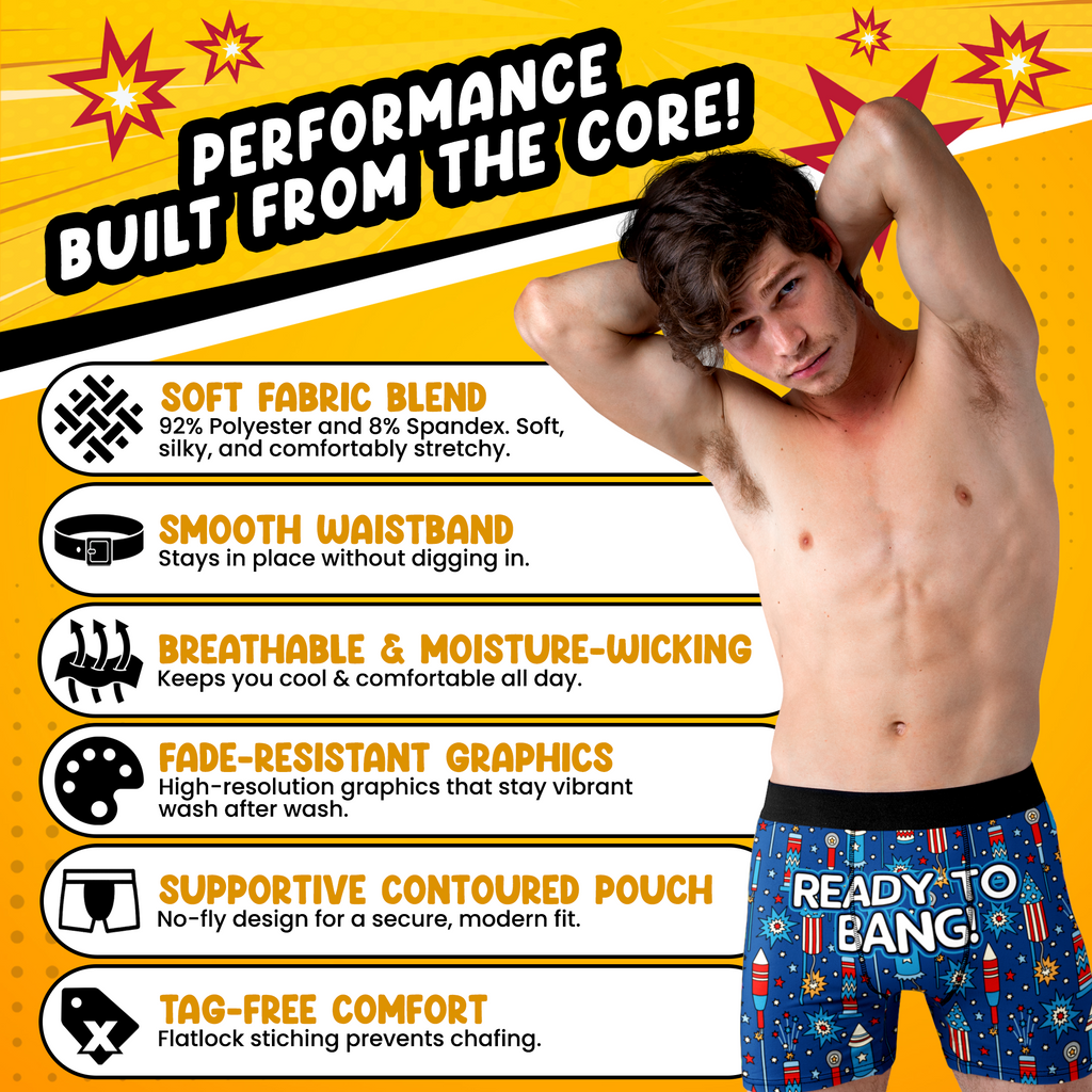 Ready to Bang Funny Men’s Boxer Briefs – Fireworks Underwear