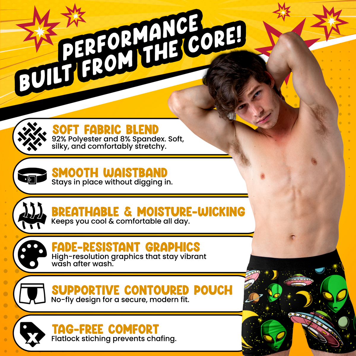 Alien UFO Men’s Boxer Briefs – Funny Outer Space Underwear