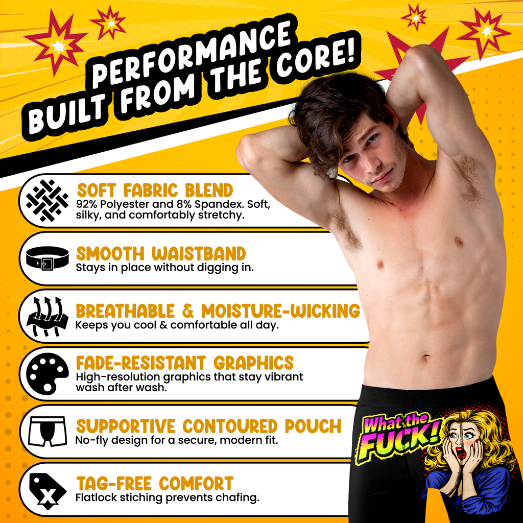 What the Fuck?! Funny Men’s Boxer Briefs – Shocked Woman Adult Humor Underwear