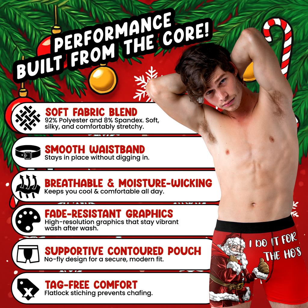 I Do It for the Ho’s Funny Christmas Men’s Boxer Briefs – Santa Holiday Underwear
