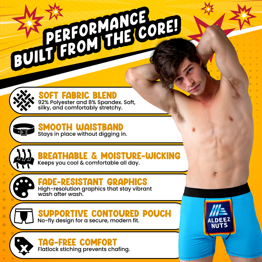 Aldeez Nuts Funny Men’s Boxer Briefs – Grocery Store Parody Underwear