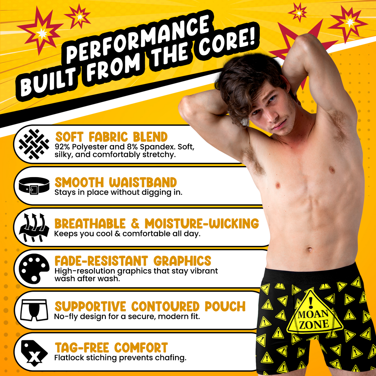 Moan Zone Funny Men’s Boxer Briefs – Warning Sign Underwear