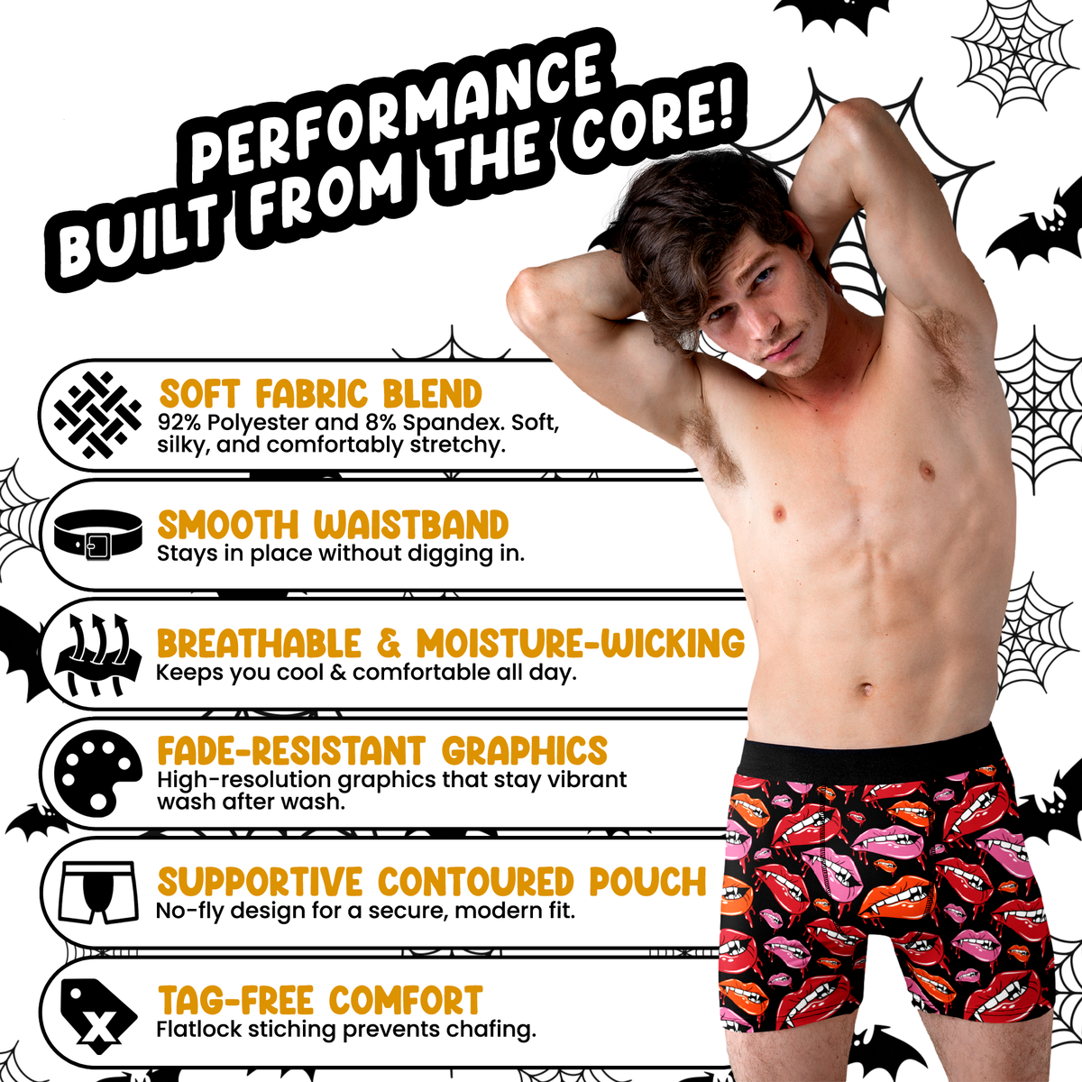 Vampire Lips Men’s Halloween Boxer Briefs – Fangs & Kisses Underwear