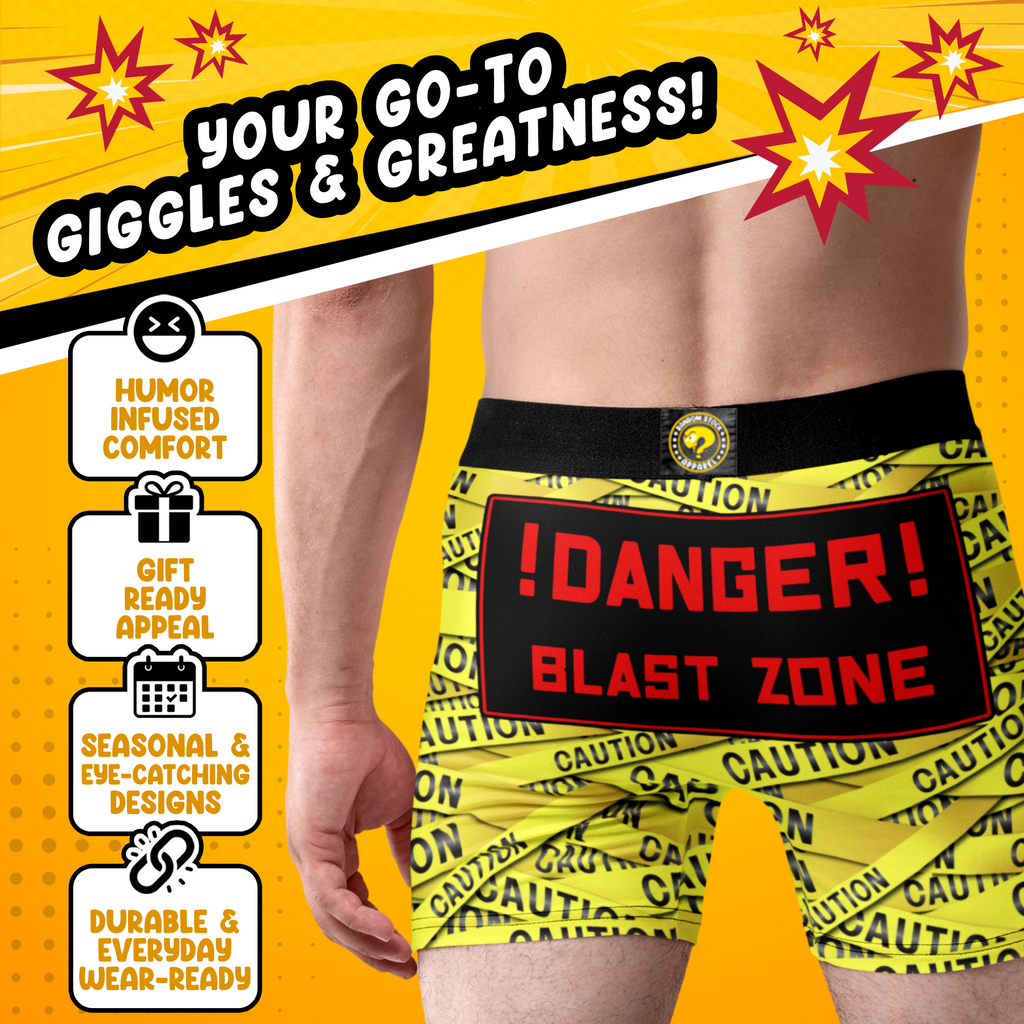 Blast Zone Funny Men’s Boxer Briefs – Caution Tape Underwear