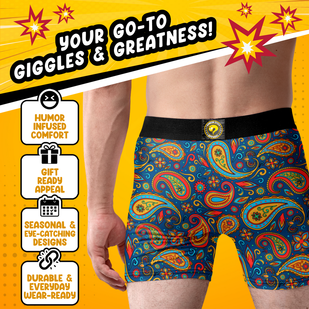 Live Laugh Fuck Funny Men’s Boxer Briefs – Adult Humor Paisley Novelty Underwear