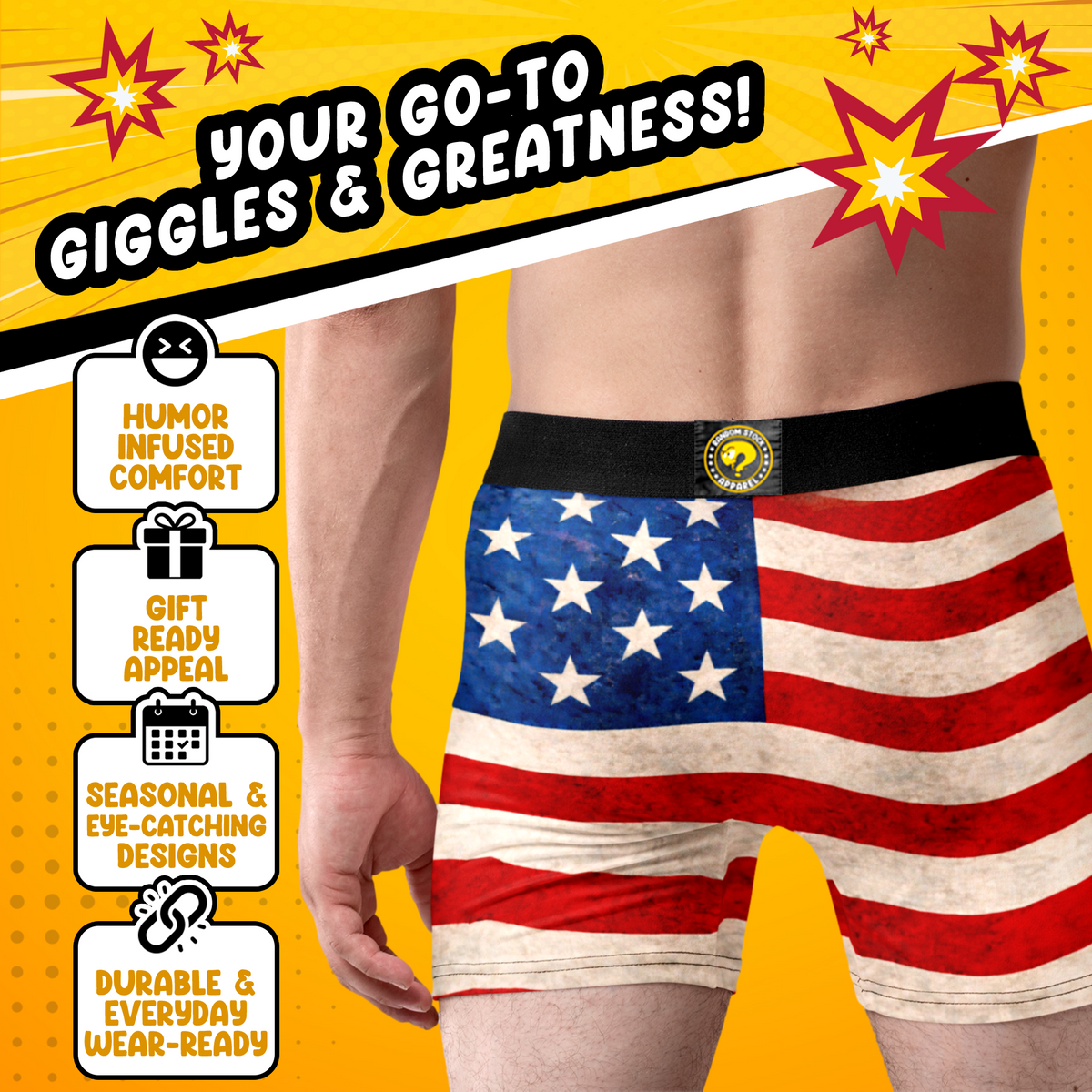 100% American Made Beef Funny Men’s Boxer Briefs – Patriotic Underwear