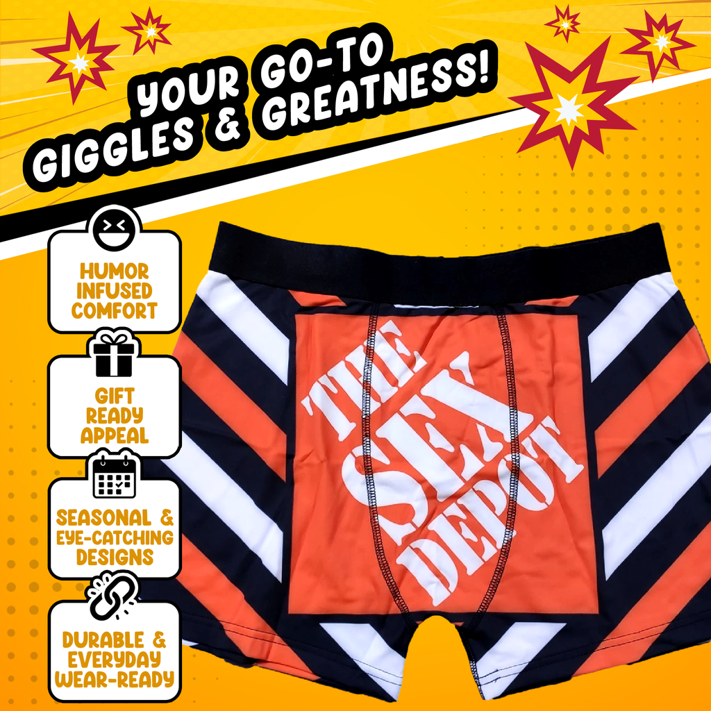 The Sex Depot Funny Men’s Boxer Briefs – Hardware Store Parody Underwear
