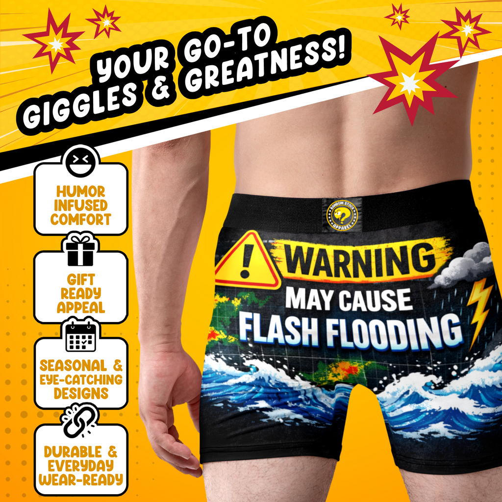 May Cause Flash Flooding Funny Men’s Boxer Briefs – Storm Warning Meteorology Underwear