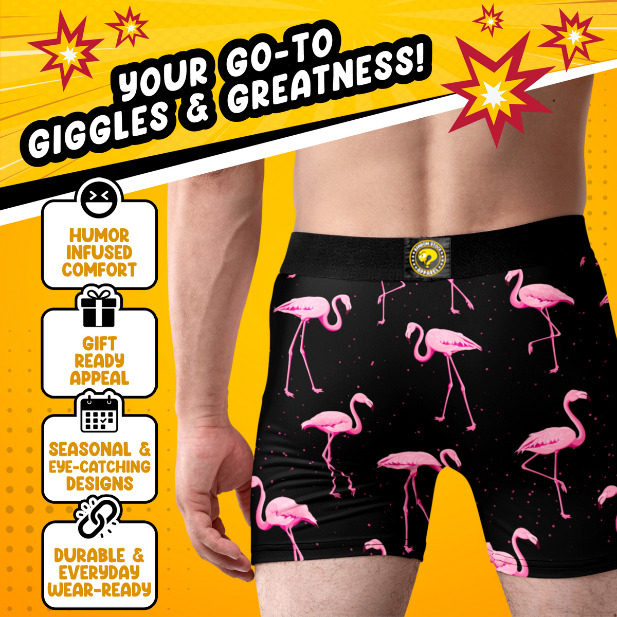 Pink Flamingo Men’s Boxer Briefs – Tropical Bird Underwear