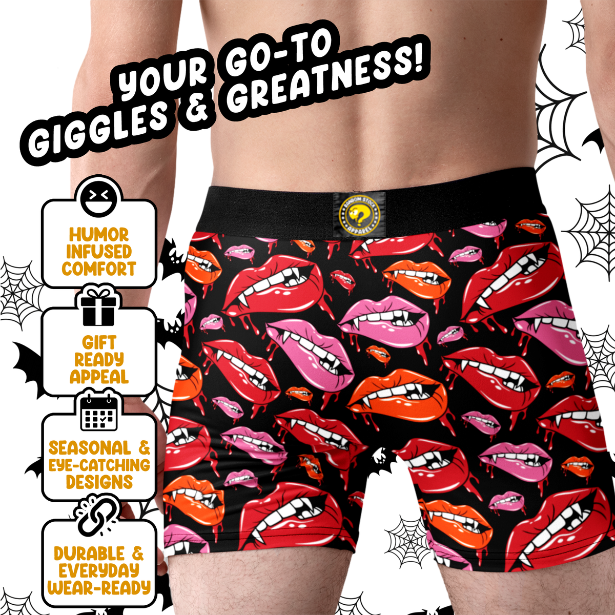 Vampire Lips Men’s Halloween Boxer Briefs – Fangs & Kisses Underwear
