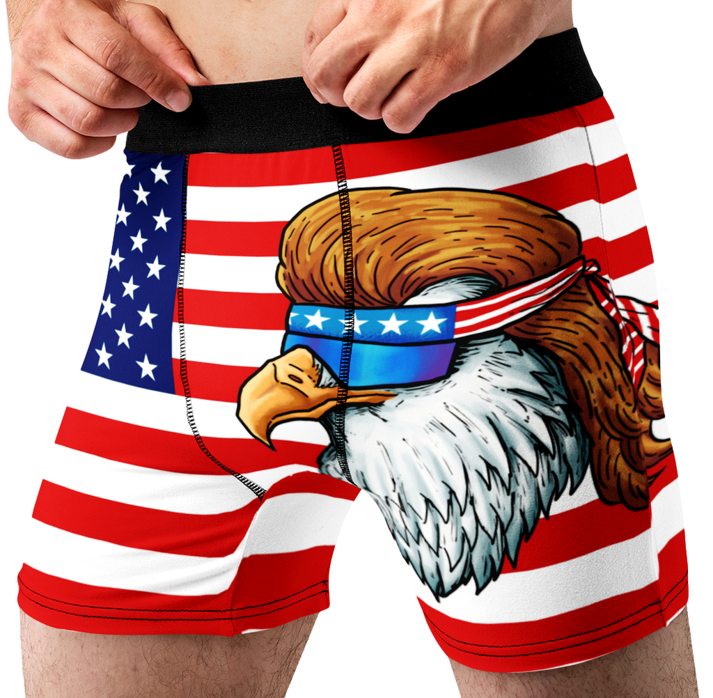 Mullet Eagle Men’s Boxer Briefs – Funny Patriotic American Flag Underwear