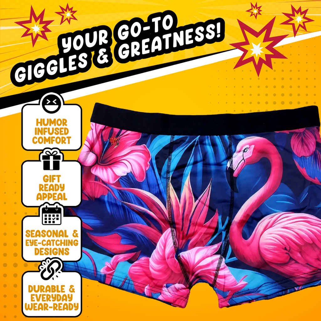 Flamingo Men’s Boxer Briefs – Tropical Pink Bird Underwear