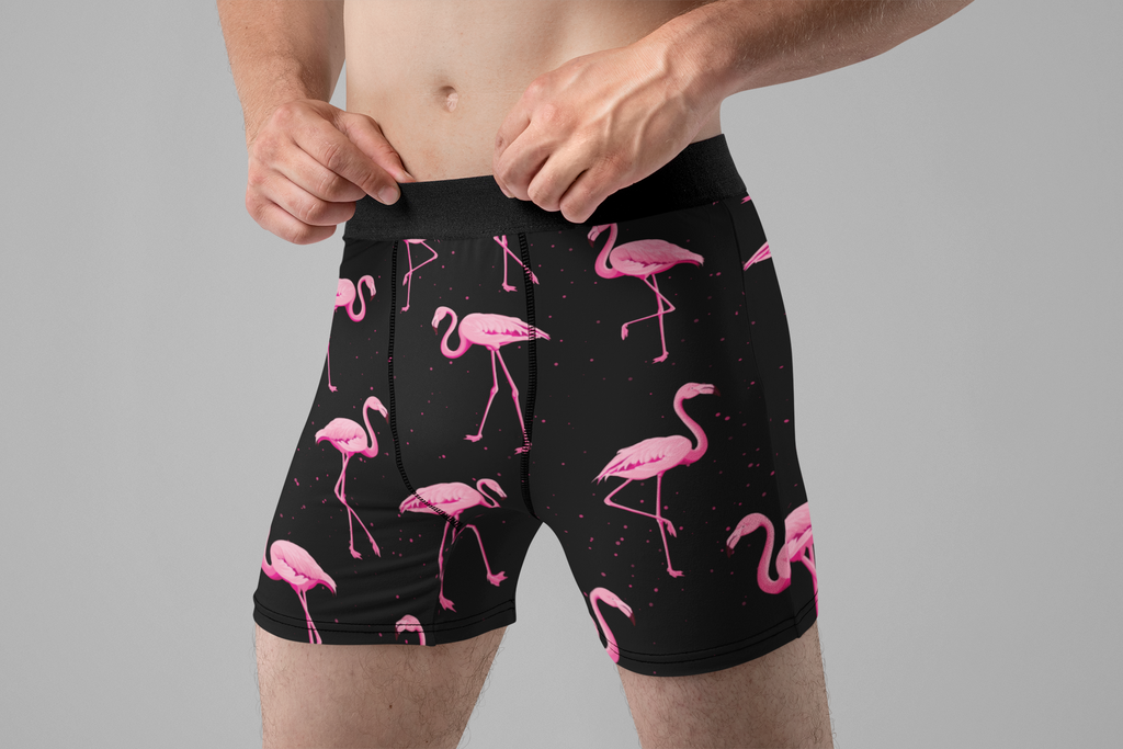 Pink Flamingo Men’s Boxer Briefs – Tropical Bird Underwear
