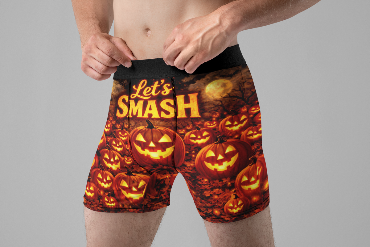 Let’s Smash Funny Men’s Halloween Boxer Briefs – Pumpkin Underwear