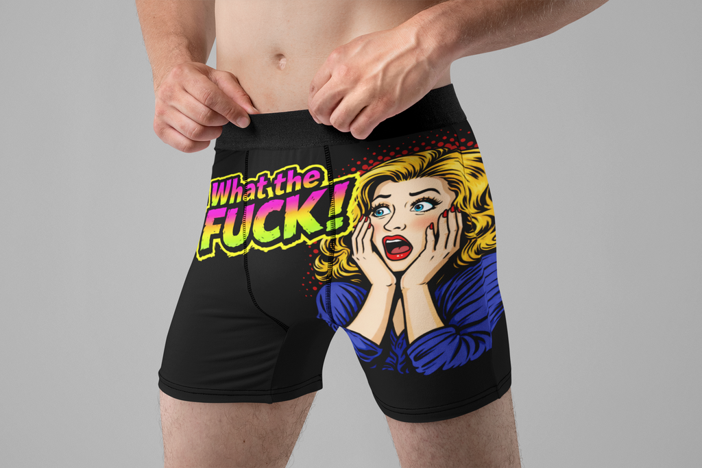 What the Fuck?! Funny Men’s Boxer Briefs – Shocked Woman Adult Humor Underwear