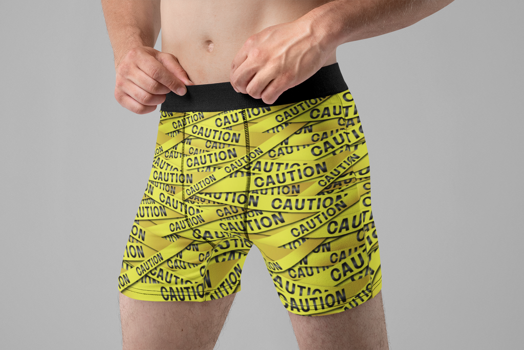 Blast Zone Funny Men’s Boxer Briefs – Caution Tape Underwear