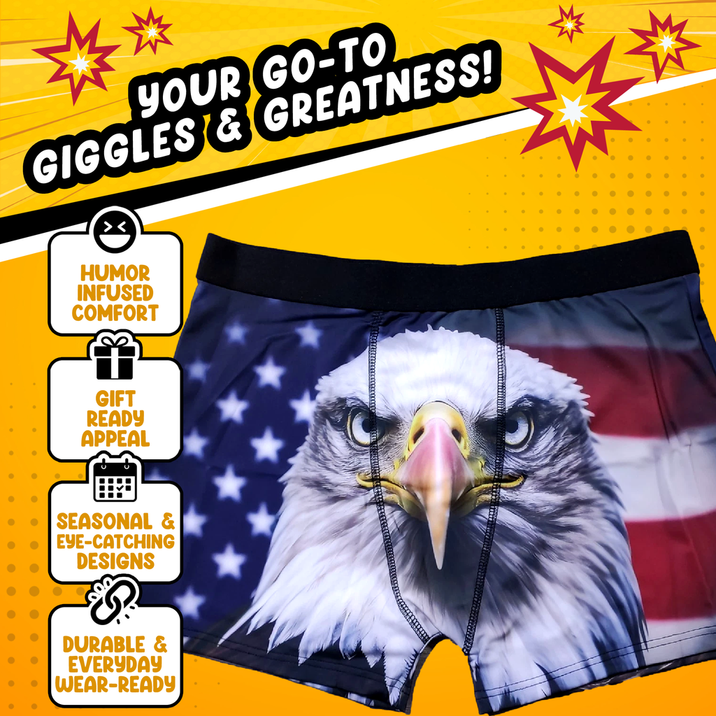 American Bald Eagle Men’s Boxer Briefs – Patriotic USA Underwear