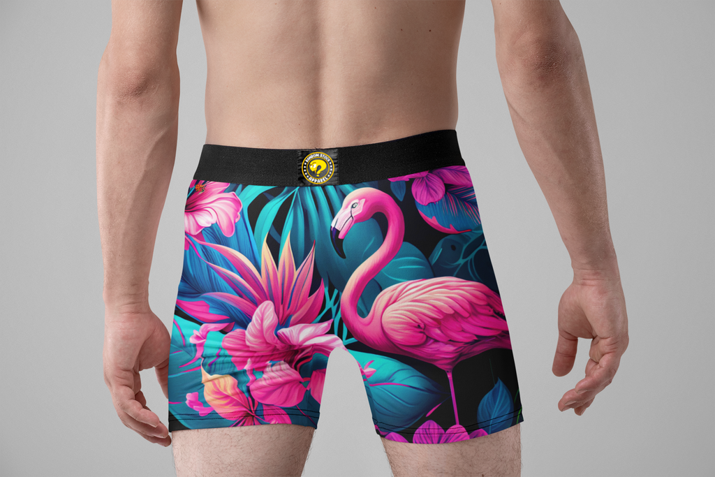 Flamingo Men’s Boxer Briefs – Tropical Pink Bird Underwear