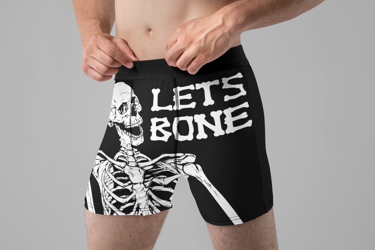 Let’s Bone Funny Men’s Halloween Boxer Briefs – Skeleton Underwear