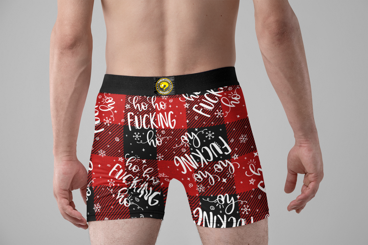 Ho Ho Fucking Ho Funny Christmas Men’s Boxer Briefs – Adult Holiday Underwear