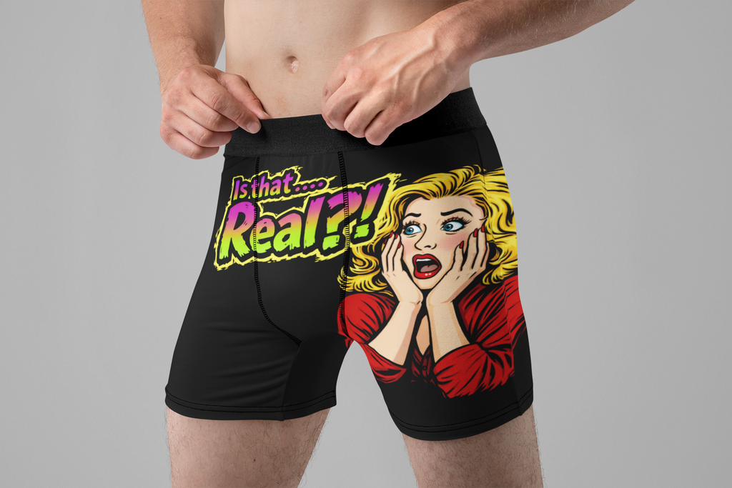 Is That… Real?! Funny Men’s Boxer Briefs – Shocked Woman Novelty Underwear