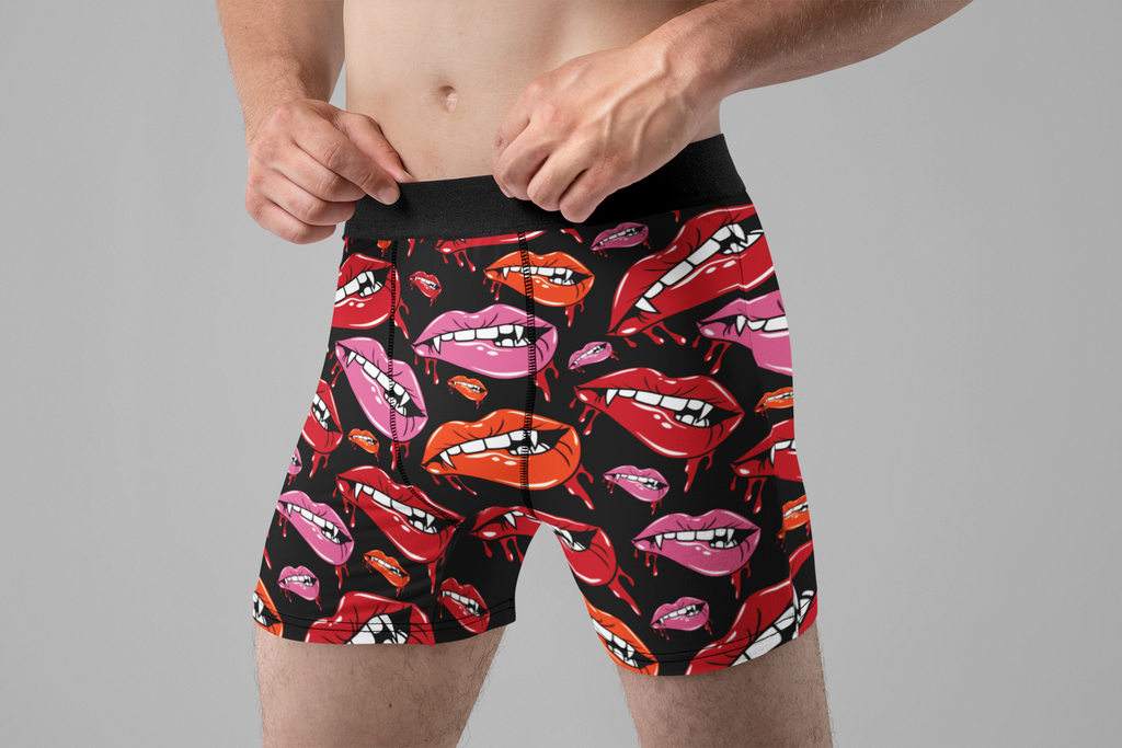 Vampire Lips Men’s Halloween Boxer Briefs – Fangs & Kisses Underwear